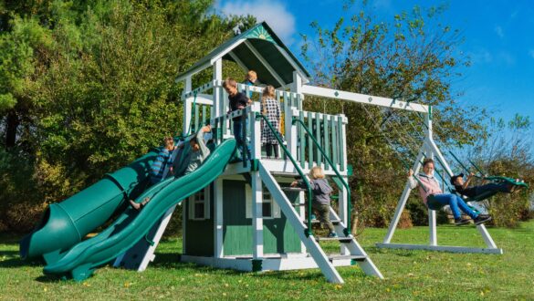 This image shows the Launching Pad Swing Set from King Swings.