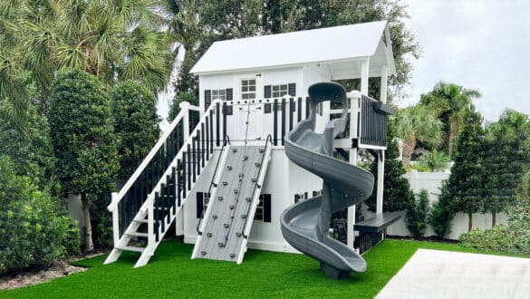 This image shows the completed compact playground.